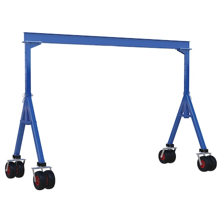 Vestil Steel Adjustable Height Gantry Crane w/Pneumatic Rubber Casters 15 ft. x 9 ft. 4K Blue AHS-4-15-9-PNU